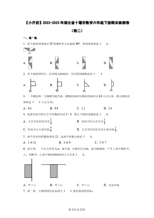 【小升初】2022-2023学年湖北省十堰市数学六年级下册期末检测卷(卷二)含解析