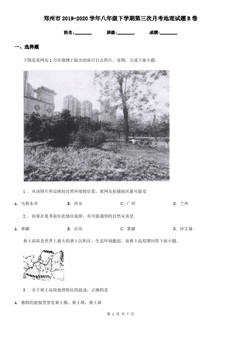 郑州市2019-2020学年八年级下学期第三次月考地理试题B卷