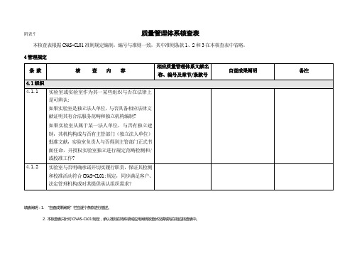 附表质量管理体系核查表样本