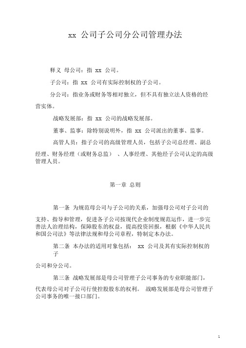 公司子公司分公司管理办法