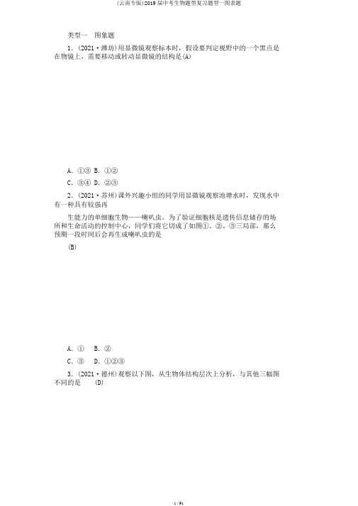 (云南专版)2019届中考生物题型复习题型一图表题