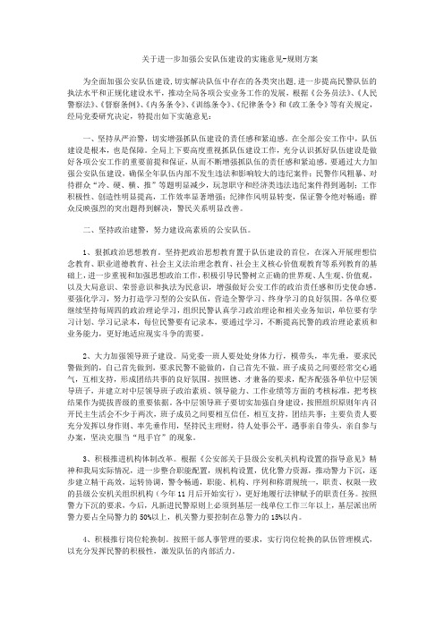 关于进一步加强公安队伍建设的实施意见-规则方案