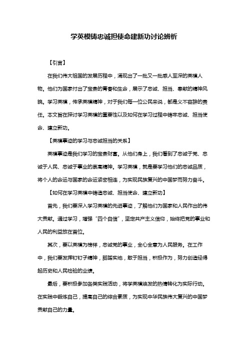 学英模铸忠诚担使命建新功讨论辨析