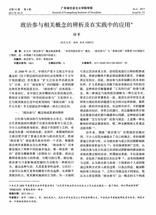 政治参与相关概念的辨析及在实践中的应用