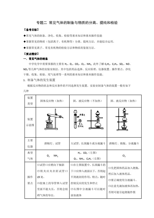 2018届高三第二轮复习化学教学案：3专题二化学实验(二) 