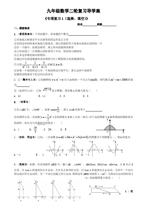 2019年中考数学二轮复习导学案：专项复习1(选择、填空)