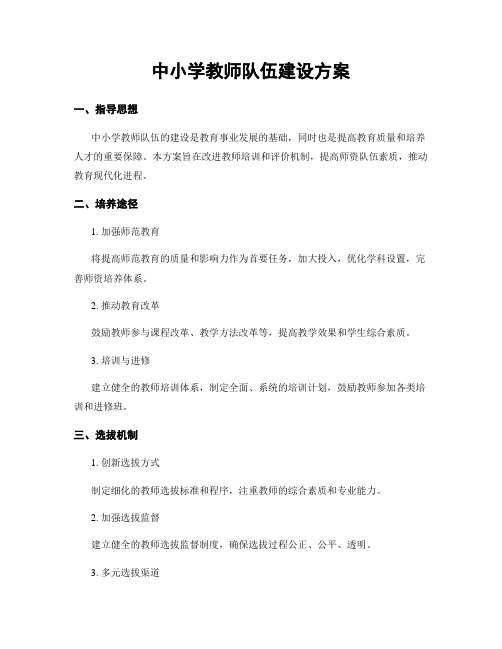 中小学教师队伍建设方案