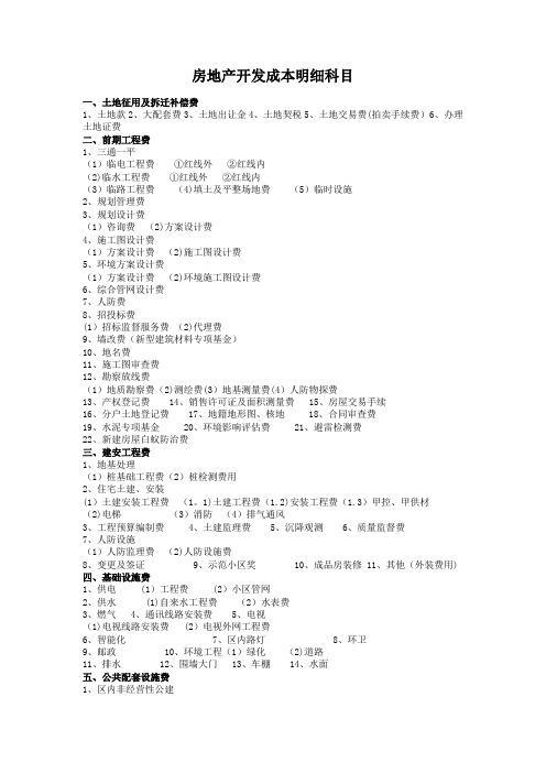 房地产企业会计科目