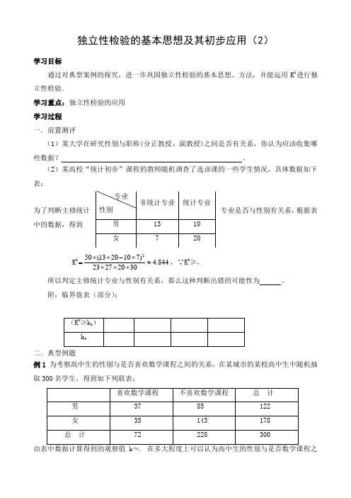 导学案：独立性检验的基本思想及其初步应用