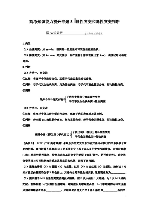 高考知识能力提升专题8  显性突变和隐性突变判断