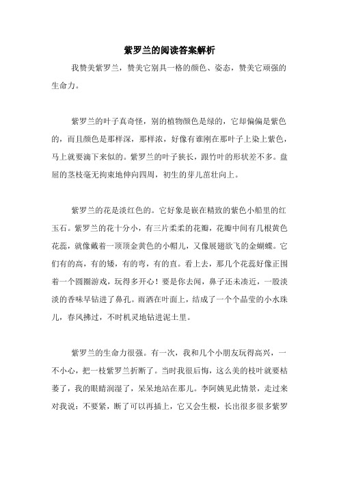 紫罗兰的阅读答案解析