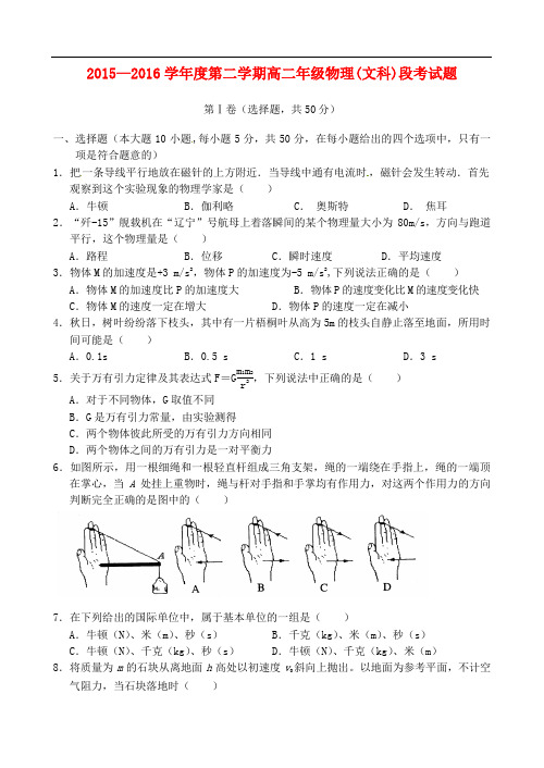 海南省文昌中学高二物理下学期段考(期中)试题 文