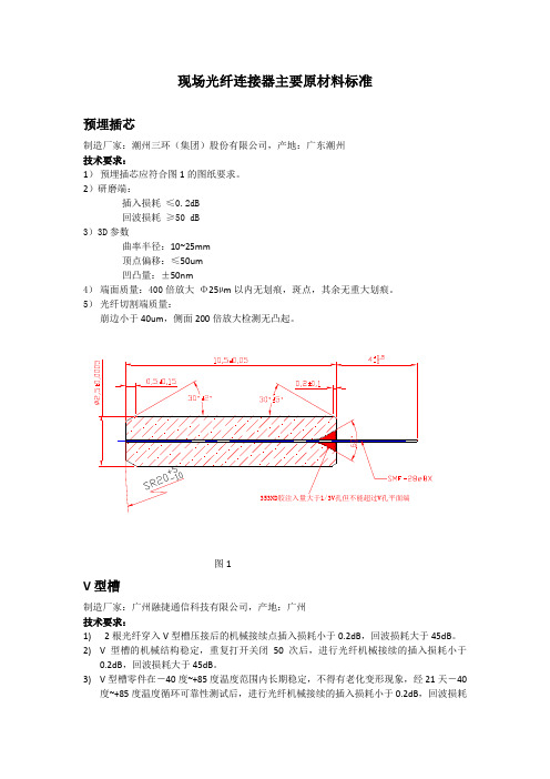 现场光纤连接器主要原材料标准