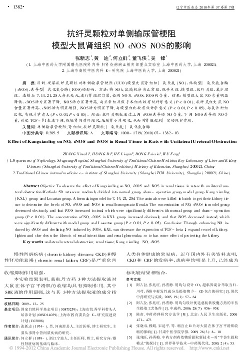 抗纤灵颗粒对单侧输尿管梗阻模型大鼠肾组织NO cNOS iNOS的影响_张新志