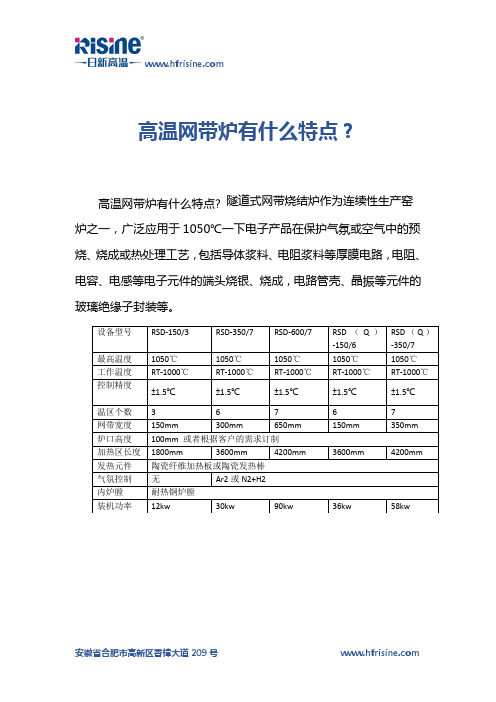 高温网带炉有什么特点