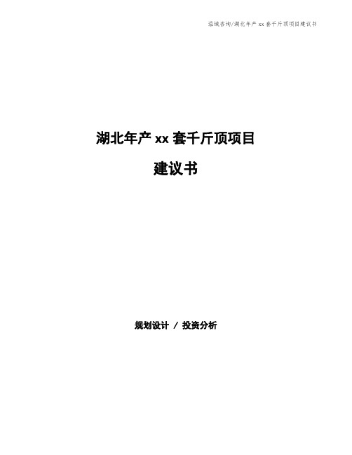 湖北年产xx套千斤顶项目建议书