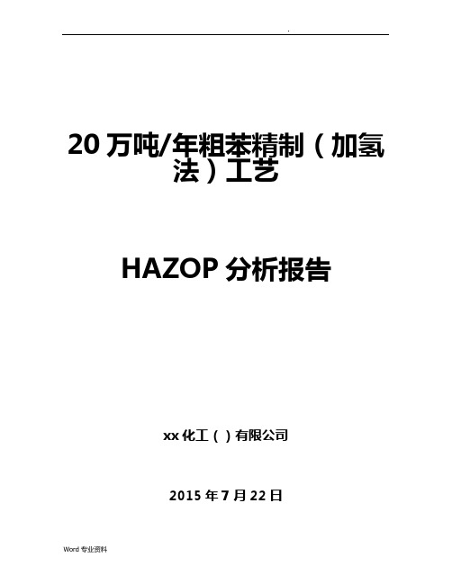 某化工HAZOP分析报告