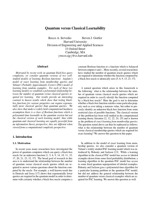 Quantum versus classical learnability