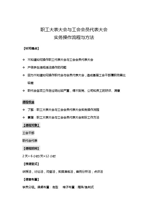 职工代表大会与工会会员代表大会实务操作流程与方法