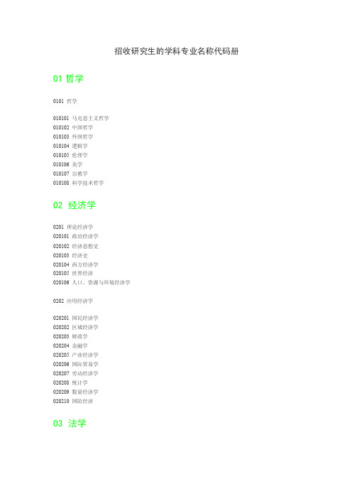 招收研究生的学科专业名称代码册01哲学0101哲学010101马克思主义