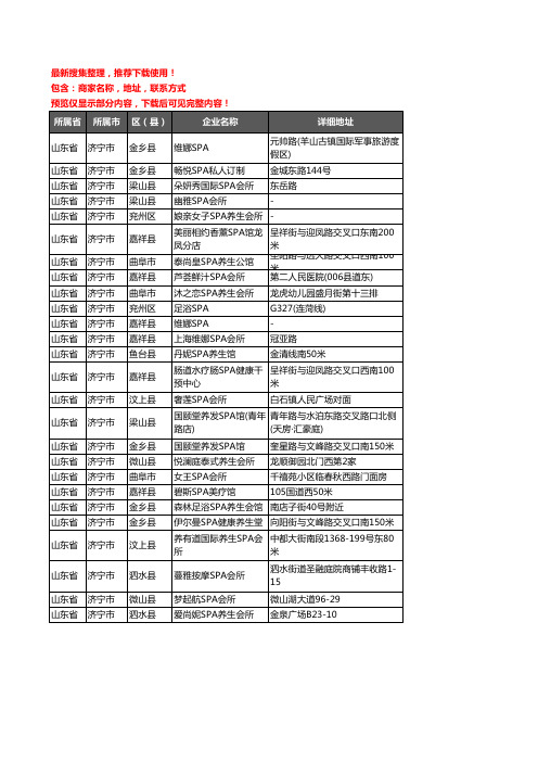 新版山东省济宁市SPA企业公司商家户名录单联系方式地址大全26家