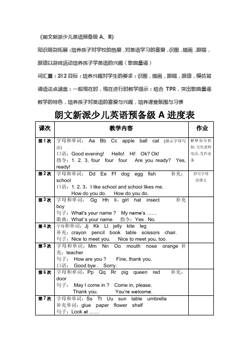 朗文新派教学进度表文档