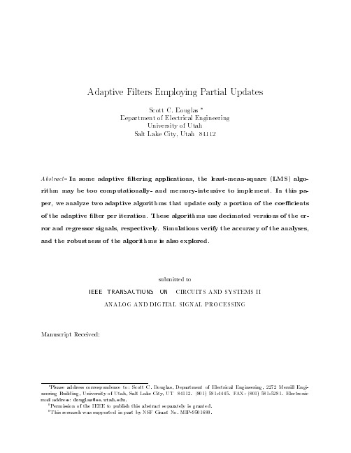 IEEE TRANSACTIONS ON CIRCUITS AND SYSTEMS II ANALOG AND DIGITAL SIGNAL PROCESSING Manuscrip