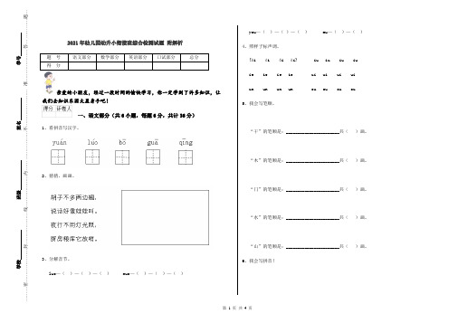 2021年幼儿园幼升小衔接班综合检测试题 附解析