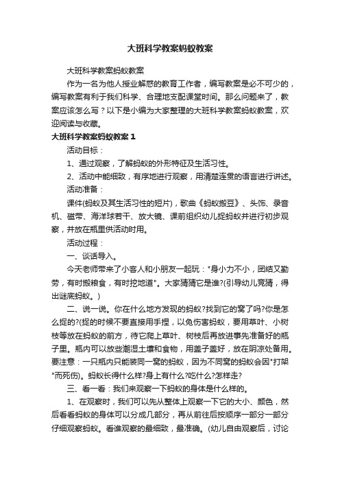 大班科学教案蚂蚁教案