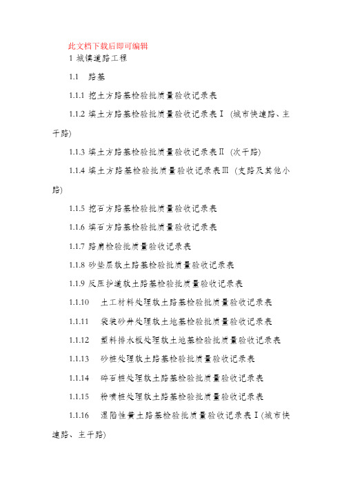 城镇道路工程检验批全套(完整资料).doc