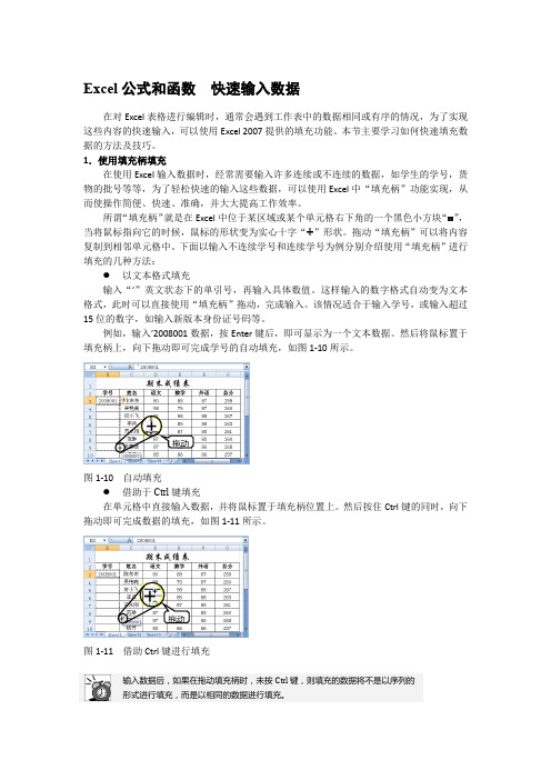 Excel公式和函数  快速输入数据