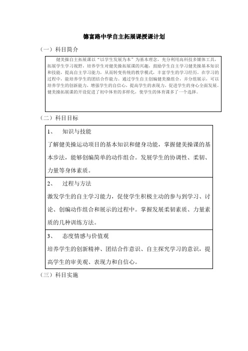2015-1 中学拓展课授课计划(空表)