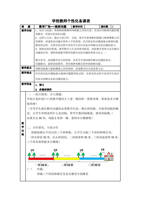 人教版小学数学植树问题上交教案