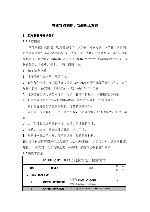 衬胶管道制作安装施工方案