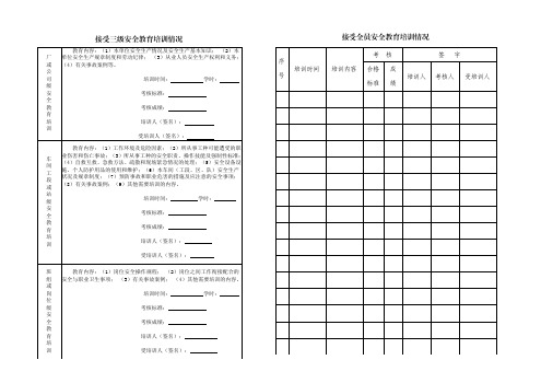 最新员工三级安全教育档案模板(2020版)