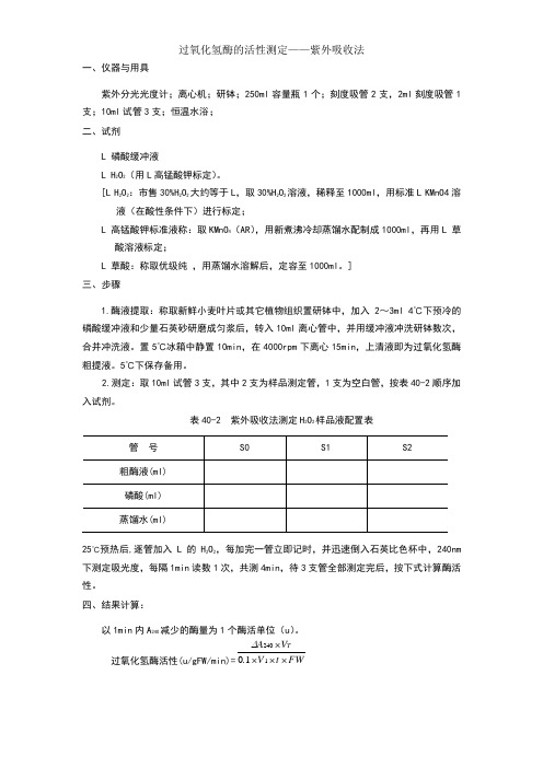 CAT的活性测定-紫外吸收法