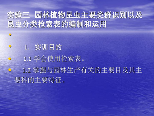 园林植物昆虫类群识别及检索表的编制和运用