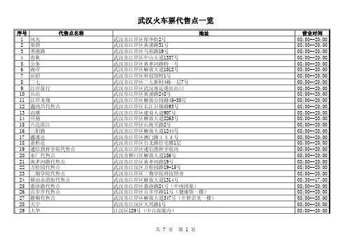 武汉火车票代售点一览