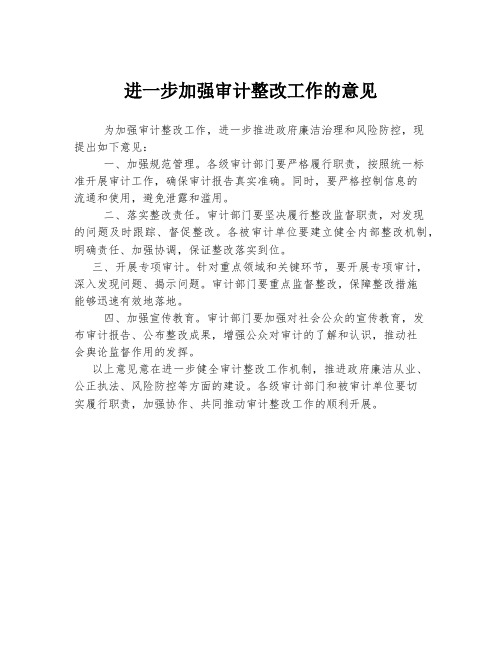 进一步加强审计整改工作的意见