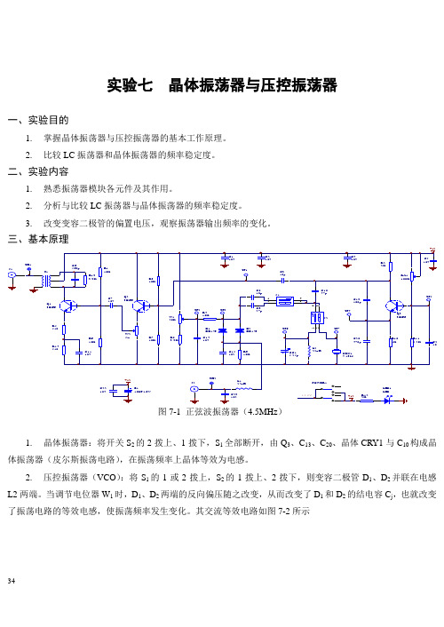 实验七  晶体振荡器与压控振荡器