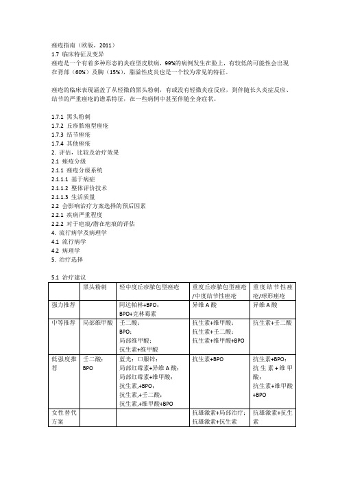 痤疮指南(欧版2011)