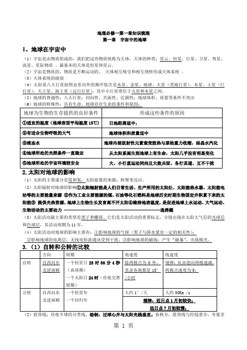 地球运动、人口、城市知识点总结地理精品文档6页