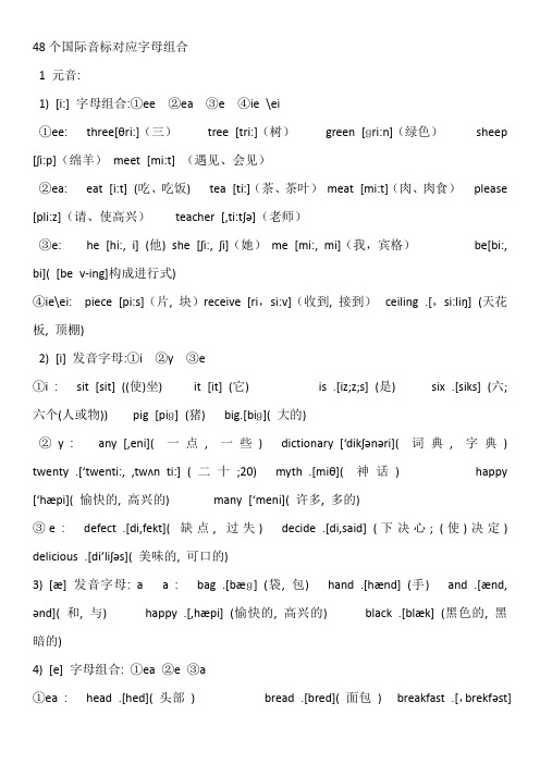 48个国际音标对应字母组合