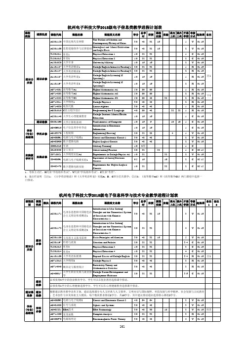 电子信息科学与技术专业教学进程计划表