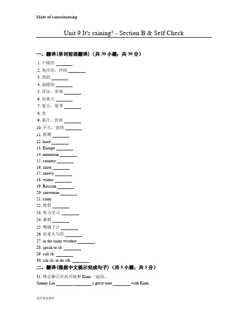 鲁教版五四制英语六年级下册Unit 9 It's raining! - Section B