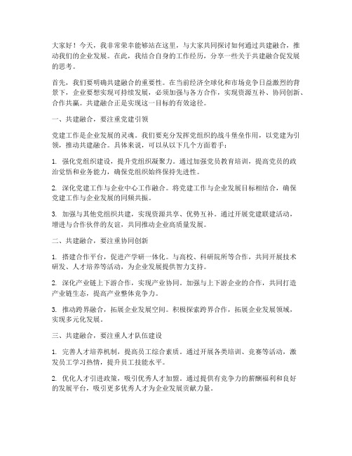 共建融合促发展发言稿范文