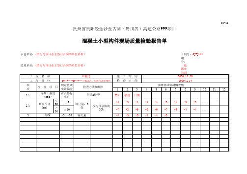 CZ-11 混凝土小型构件现场质量检验报告单