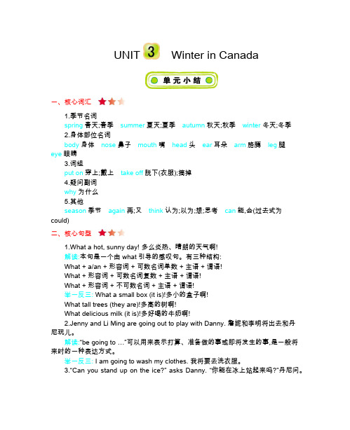 20秋冀教版英语六年级上册冀教版六上 Unit 3 知识清单