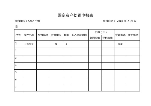 固定资产处置申报表