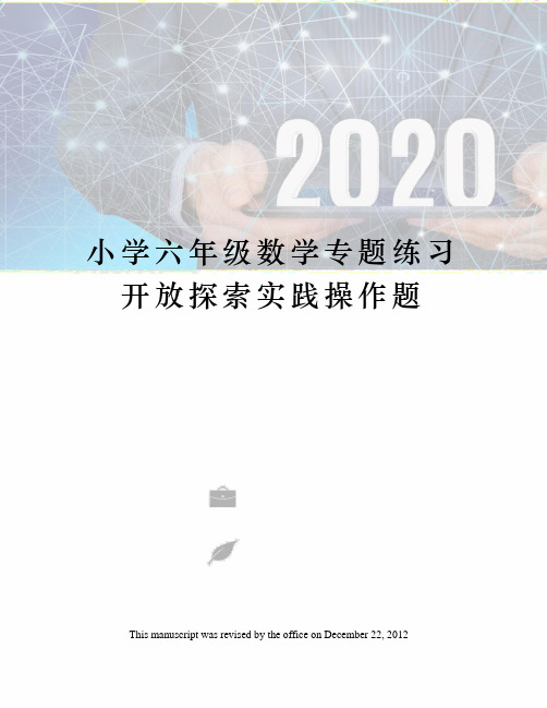 小学六年级数学专题练习开放探索实践操作题